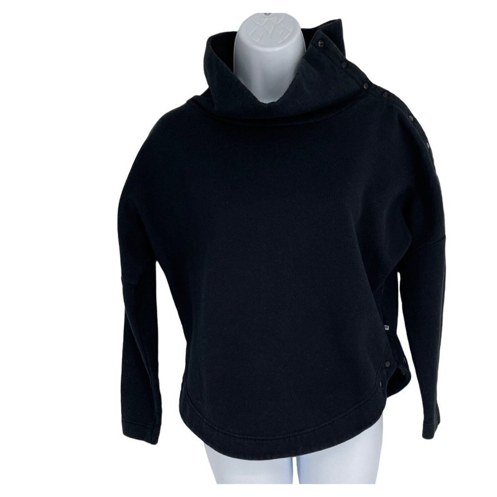 FABLETICS Womens Black PEARY Snap Shoulder Funnel Neck Crop Pullover Size XS